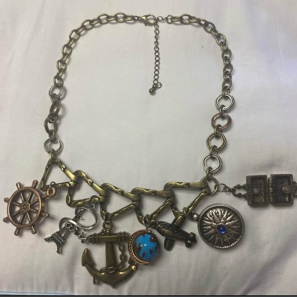 Nautical Charm Necklace with Bronze Accents